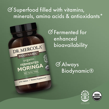 Biodynamic Organic Fermented Moringa - shop at BiosenseClinic.com - Experience the benefits of Biodynamic Organic Fermented Moringa tablets, rich in nutrients and antioxidants.